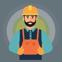 worker and builder wearing construction hat and tools vector