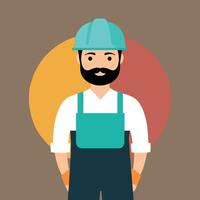 worker and builder wearing construction hat and tools vector