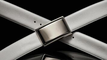 A close up of a white belt with an ornate buckle, AI photo