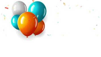 Flying Balloons and Confetti on White Background video