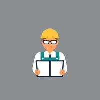 worker and builder wearing construction hat and tools vector