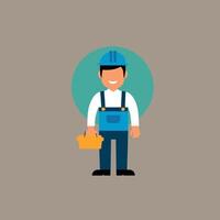 worker and builder wearing construction hat and tools vector