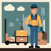 worker and builder wearing construction hat and tools vector