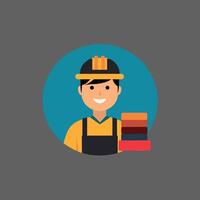 worker and builder wearing construction hat and tools vector