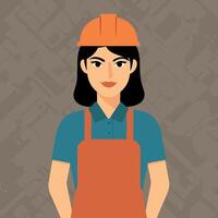 worker and builder wearing construction hat and tools vector