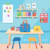 back to school - bag, book and pen vector
