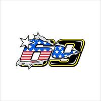 the logo for the american flag and the number 69 vector