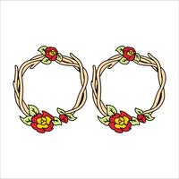 two wreaths with flowers on them vector