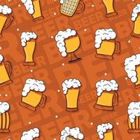 Beer glasses and bottles Colored sketch pattern background illustration vector