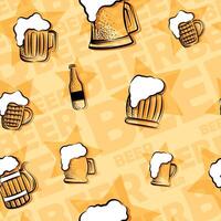 Beer glasses and bottles sketch pattern background illustration vector
