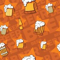 Beer glasses and bottles Colored sketch pattern background illustration vector