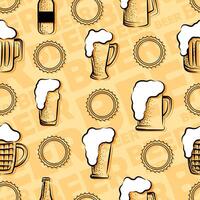 Beer glasses and bottles sketch pattern background illustration vector