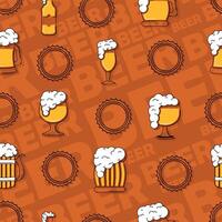 Beer glasses and bottles Colored sketch pattern background illustration vector