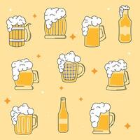 Colored beers sketches Icon set illustration vector