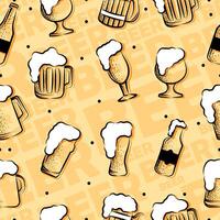 Beer glasses and bottles sketch pattern background illustration vector
