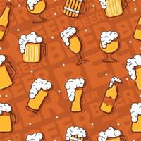 Beer glasses and bottles Colored sketch pattern background illustration vector
