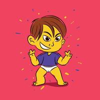 illustration of naughty child with playful expression in diapers vector
