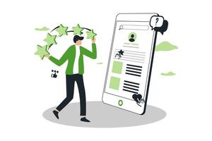Customer review and user rating five stars. Customer feedback vector