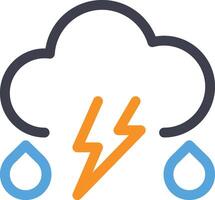 Lightning rain icon with cloud, lighting, water drop symbol illustration. vector