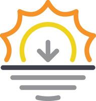 Sunset icon. a sun with an arrow pointing down symbol. vector