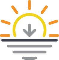 Sunset icon. a sun with an arrow pointing down symbol. vector