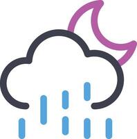 Rainy Midnight Icon with moon, cloud, rain symbol illustration vector