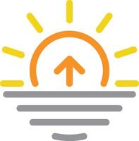 Sunrise icon. a yellow sun with an arrow pointing up symbol. vector