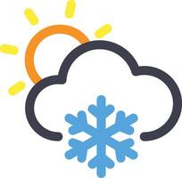 Daytime Snowfall icon with sun, cloud and snowflake symbols illustration vector