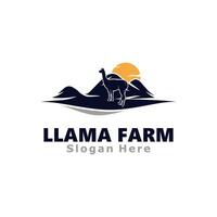 Llama with Mountain Logo Design Template vector