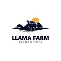 Llama with Mountain Logo Design Template vector