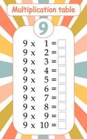 Multiplication table by 9 with a task to consolidate the knowledge of multiplication. illustration vector