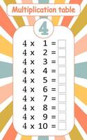Multiplication table by 4 with a task to consolidate the knowledge of multiplication. illustration vector