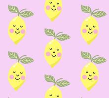 Summer lemon lime fruit pattern. vector