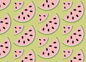 Summer watermelon background with fruits and fun pattern. vector
