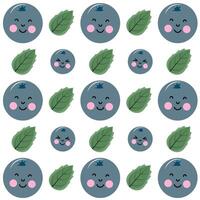 Summer blueberries with fruits and cheerful pattern. vector