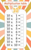 Multiplication table by 10 with a task to consolidate the knowledge of multiplication. illustration vector
