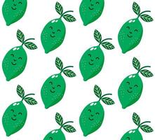Summer lemon lime fruit pattern. vector
