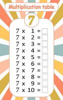 Multiplication table by 7 with a task to consolidate the knowledge of multiplication. illustration vector