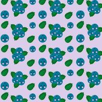 Summer blueberries with fruits and cheerful pattern. vector