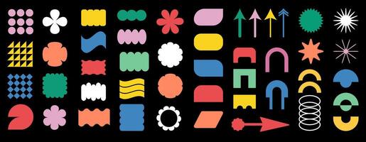 Trendy brutalism colorful Y2K shapes. Minimal abstract geometric elements, in the Bauhaus style. vector