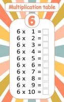 Multiplication table by 6 with a task to consolidate the knowledge of multiplication. illustration vector