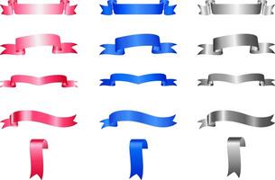 Realistic Various Simple 3d Ribbons Set 3 Colors vector