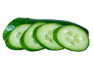 Sliced cucumber and half cucumber isolate on white background. photo