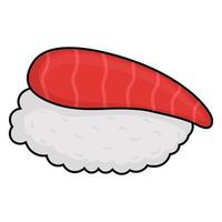 Nigiri sushi topped with a vibrant orange slice of salmon. Japanese cuisine and food illustration vector