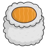 nigiri sushi with salmon topping illustration isolated on whtie background. Traditional Japanese cuisine or washoku for food design web and apps vector