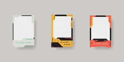 Collection of player frames template. Game card frame template design. vector