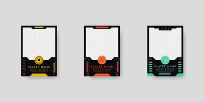 Collection of player frames template. Game card frame template design. vector
