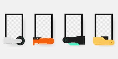 Abstract sci-fi frame template. Cyberpunk frame set. vector