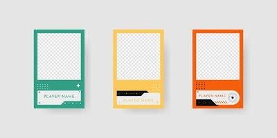 Collection of player frames template. Game card frame template design. vector