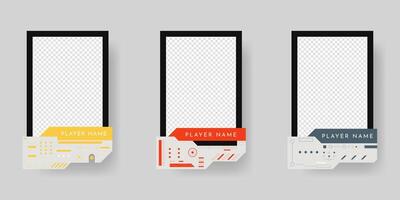 Collection of player frames template. Game card frame template design. vector